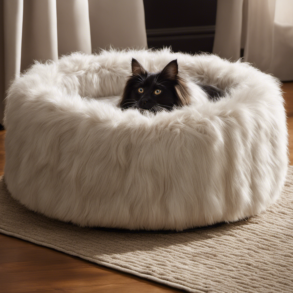 An image showcasing a cozy pet bed covered in soft fur
