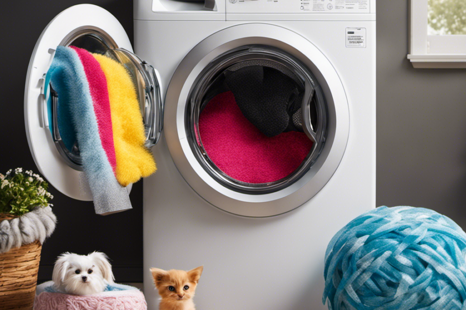 An image depicting a close-up view of a sparkling clean washer and dryer drum, free from any pet hair