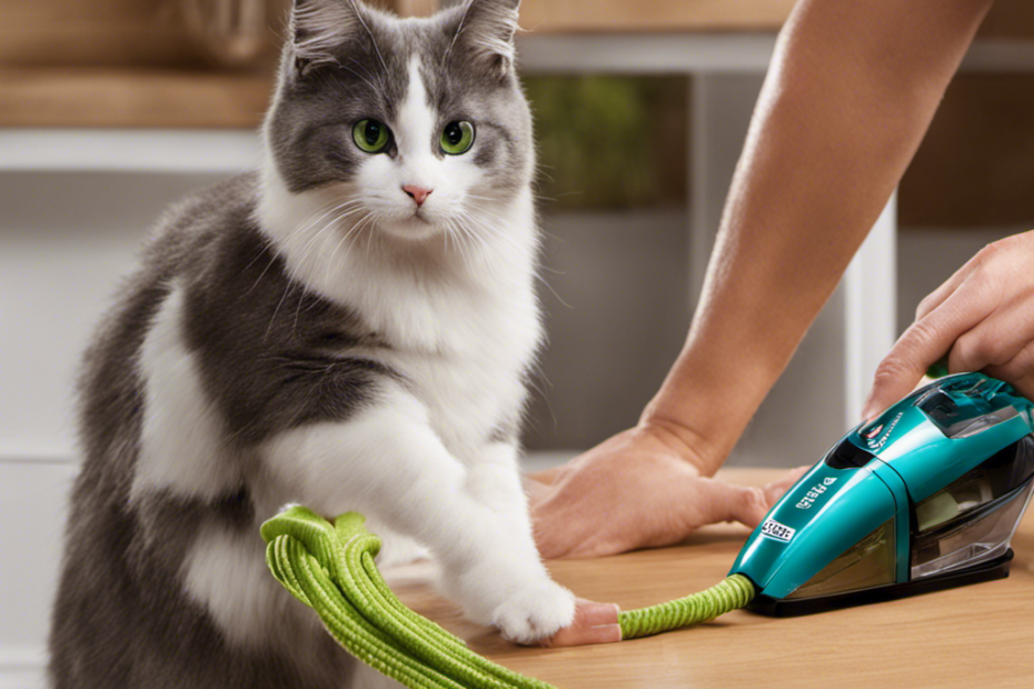 An image capturing the step-by-step process of replacing the power cord on the Bissell Pet Hair Eraser