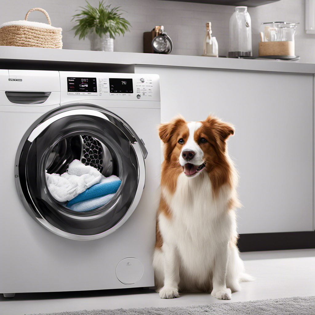 An image that showcases a pet hair catcher washing machine in action