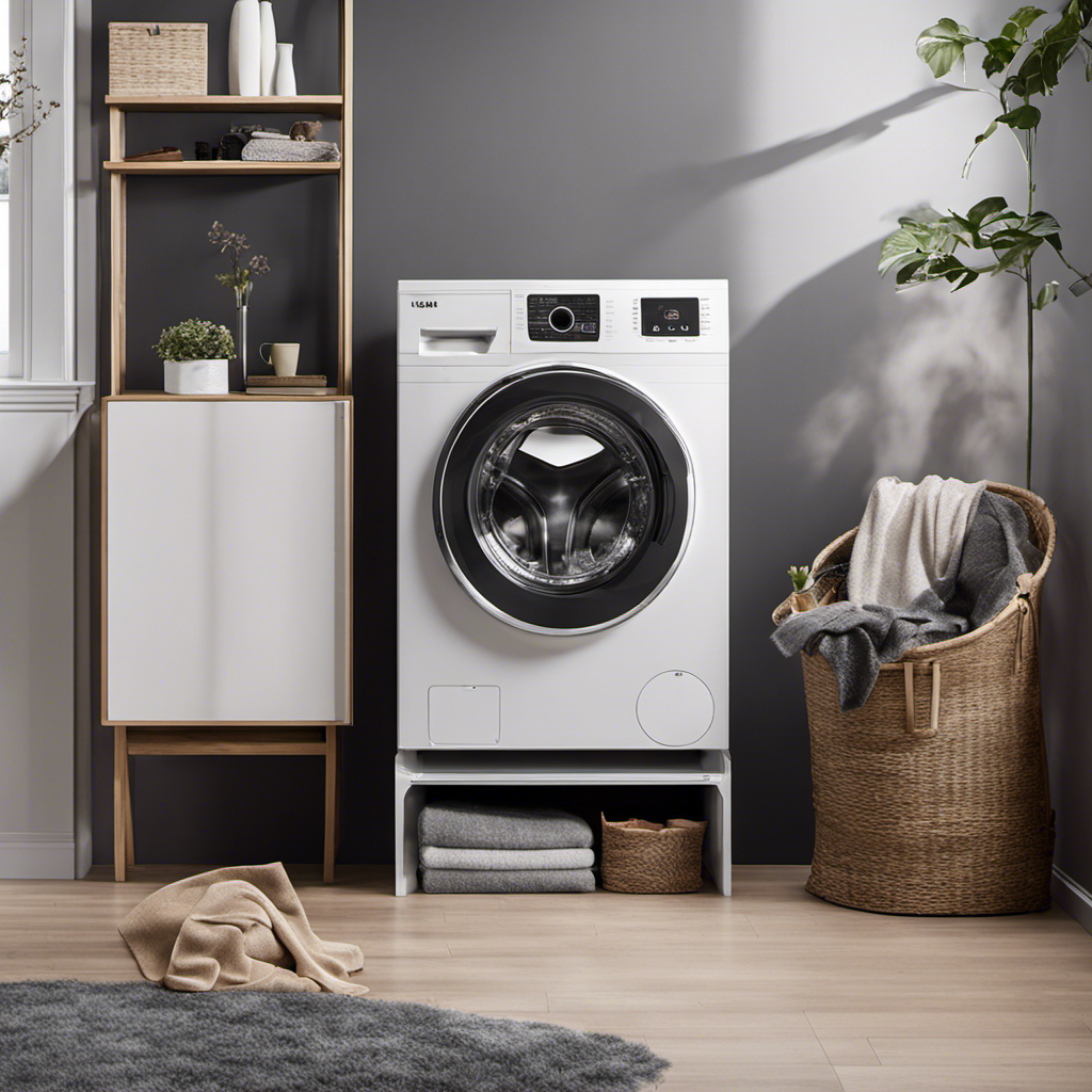 An image showcasing a washing machine with a transparent door, filled with clothes covered in pet hair