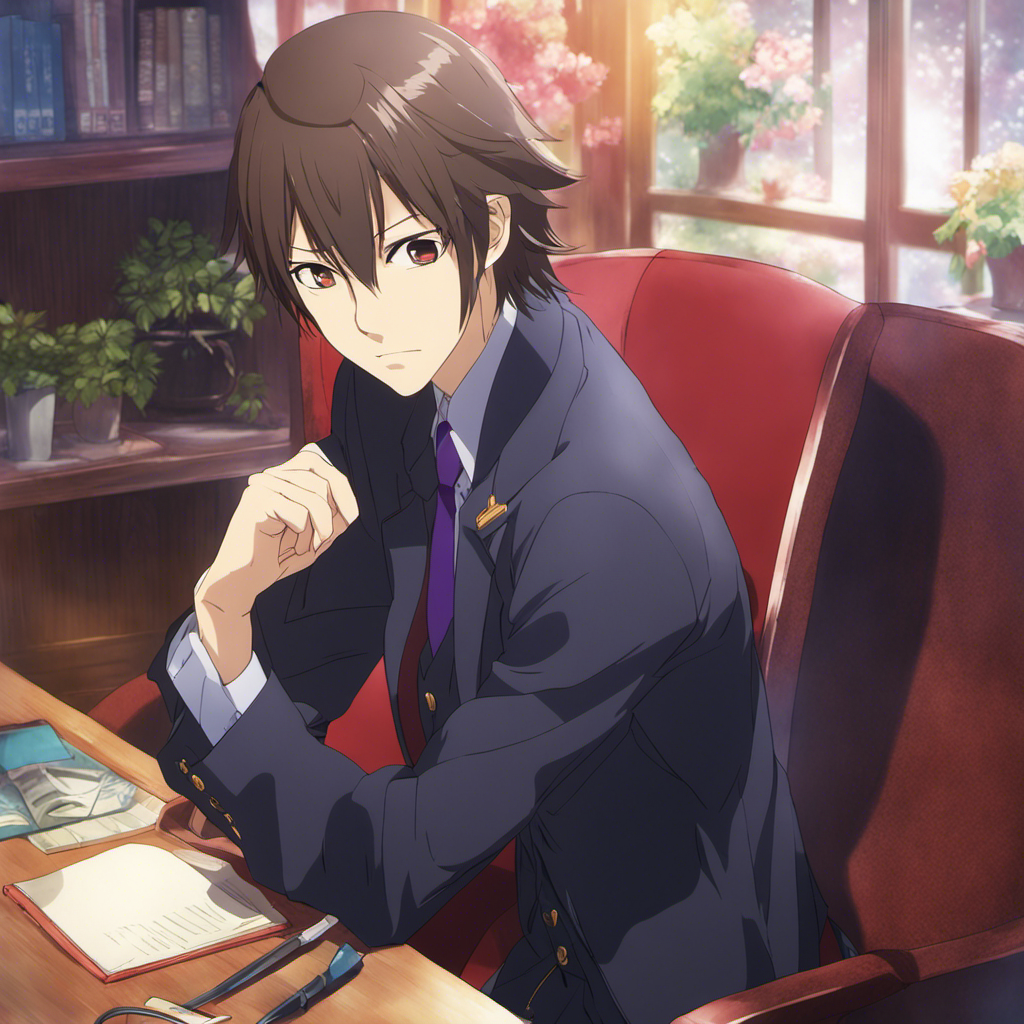 An image showcasing Ryunosuke from Sakurasou with a complete transformation: his previously unruly, long hair replaced by a stylish, neatly styled boyish haircut, exuding confidence and complementing his sharp features