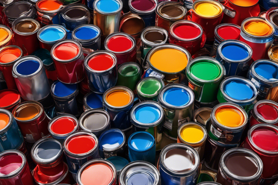 An image showcasing a vivid spectrum of vibrant paint cans, ranging from deep azure blues to fiery crimson reds, arranged in an eye-catching display, symbolizing the sweeping popularity of Paint Access on OzBargain