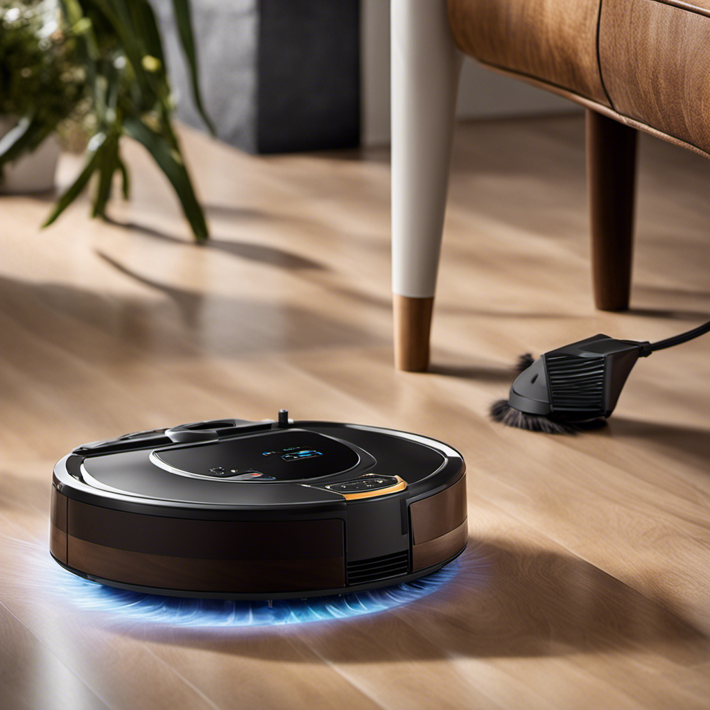 An image showcasing a pet hair robotic vacuum in action, repeatedly circling a fur-covered area