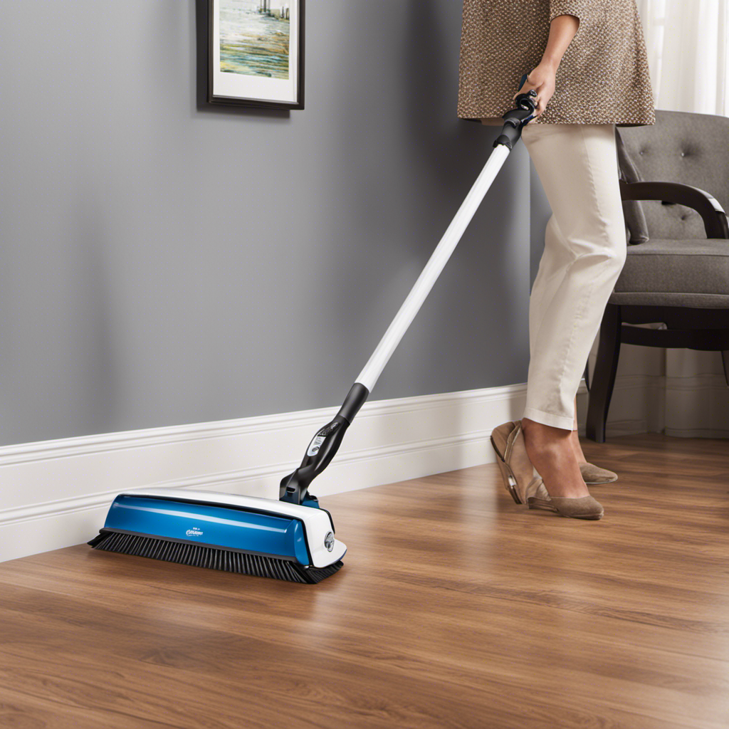 An image showcasing the Pledge Pet Hair Sweeper in action, capturing its efficient design and ease of use