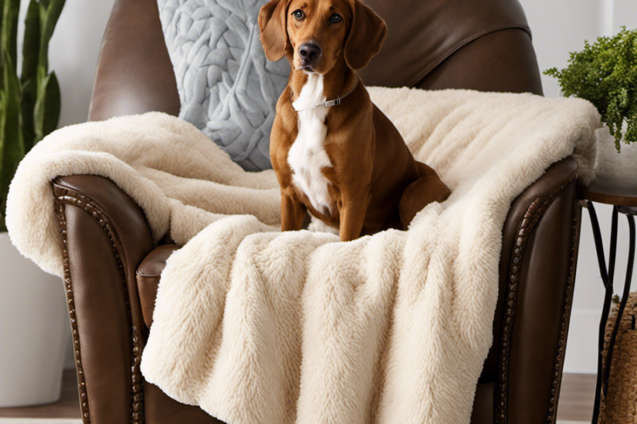 An image showcasing a cozy blanket draped over a plush armchair, flawlessly repelling pet hair
