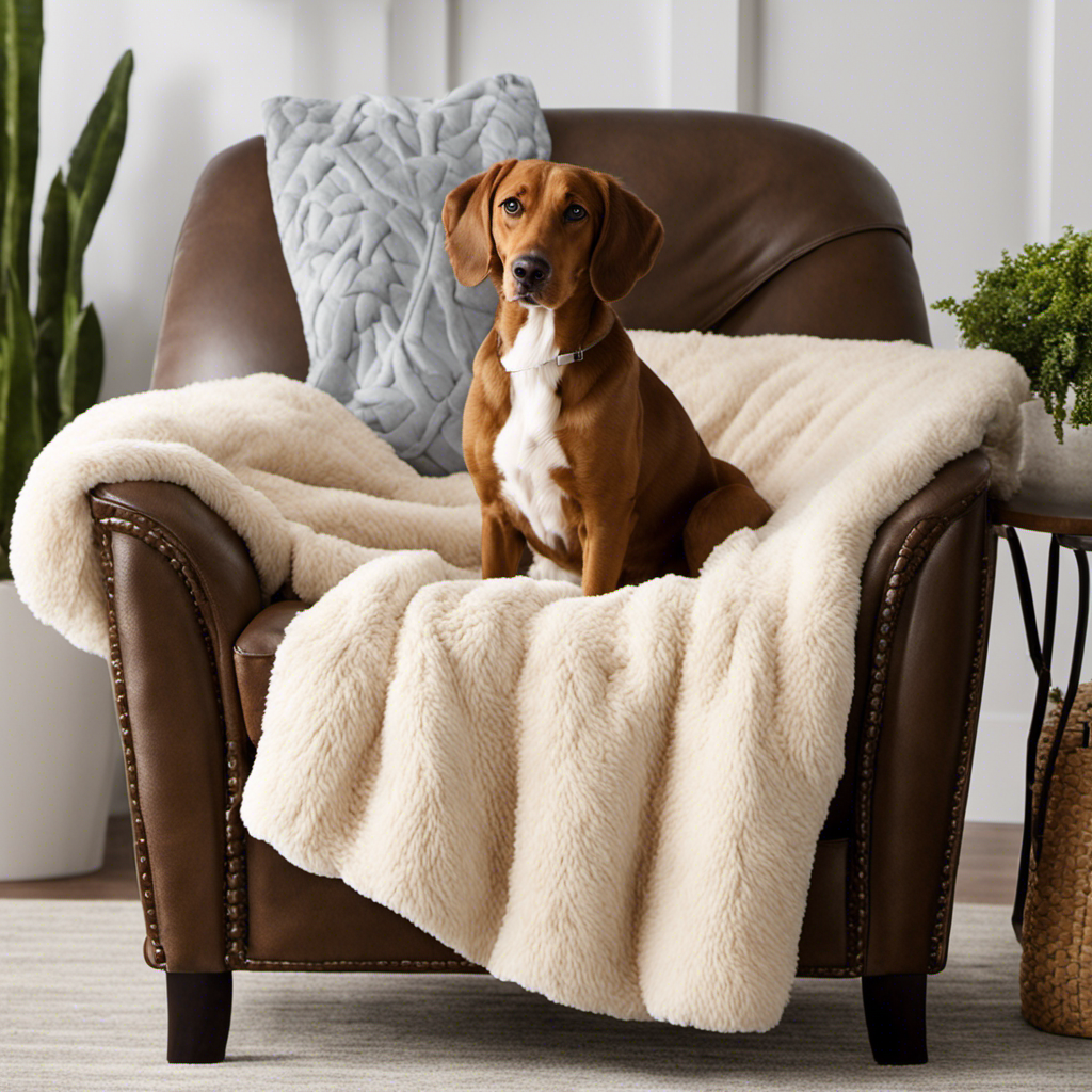 An image showcasing a cozy blanket draped over a plush armchair, flawlessly repelling pet hair