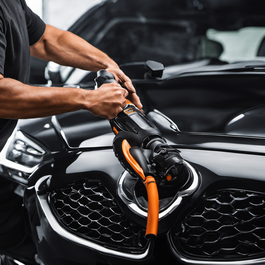 An image capturing the meticulous process of car detailers removing pet hair