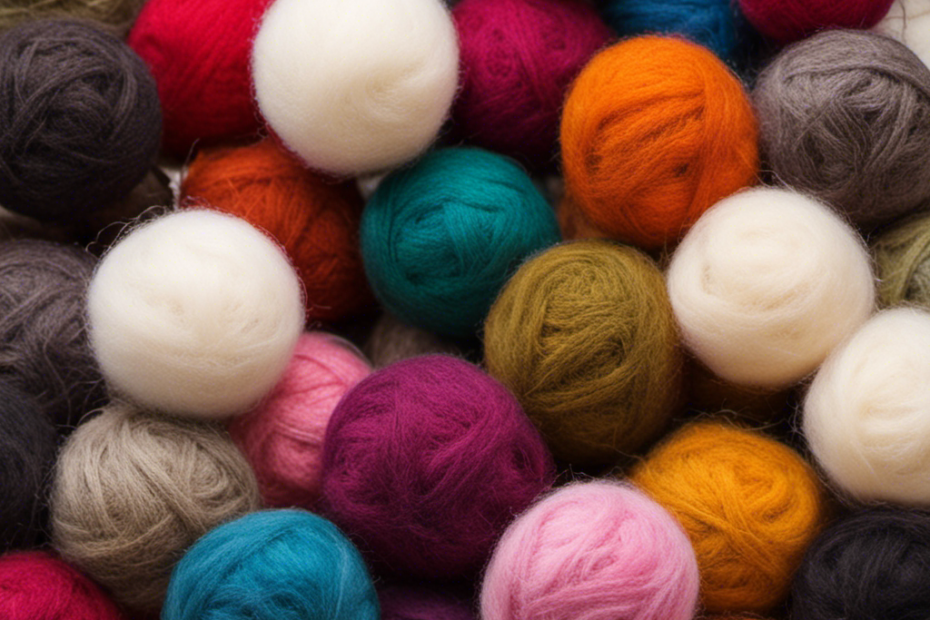 An image showcasing a variety of dryer balls crafted from natural materials like wool, showcasing their different textures, sizes, and colors