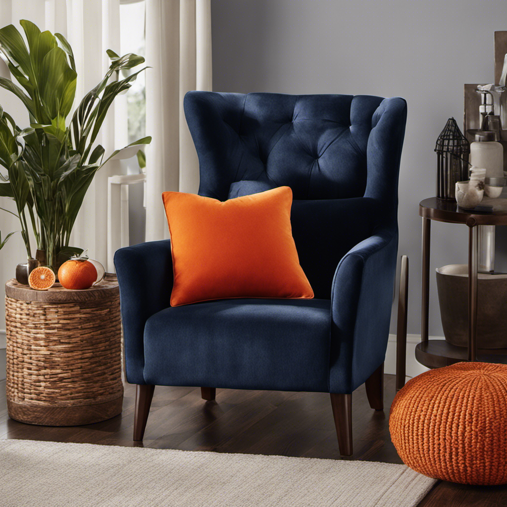 An image featuring a cozy armchair covered in a sleek, velvety fabric that repels pet hair effortlessly