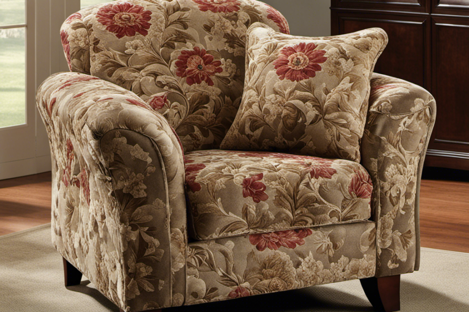 An image showcasing a cozy armchair covered in various fabrics, including velvet, microfiber, and polyester, with each fabric displaying its unique ability to repel pet hair