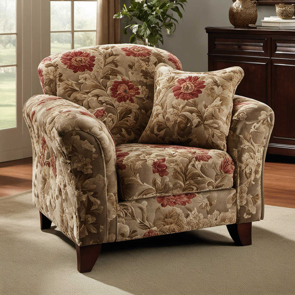 An image showcasing a cozy armchair covered in various fabrics, including velvet, microfiber, and polyester, with each fabric displaying its unique ability to repel pet hair