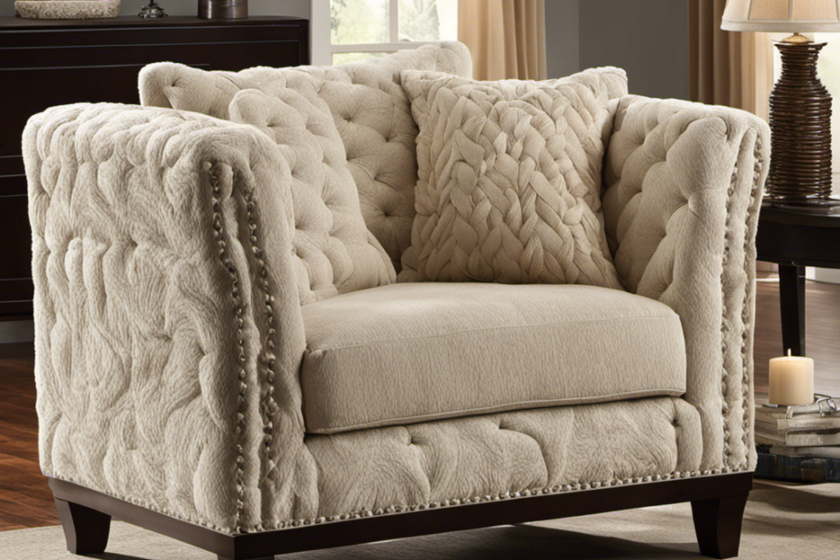An image that showcases a cozy armchair covered in plush, tightly woven fabric