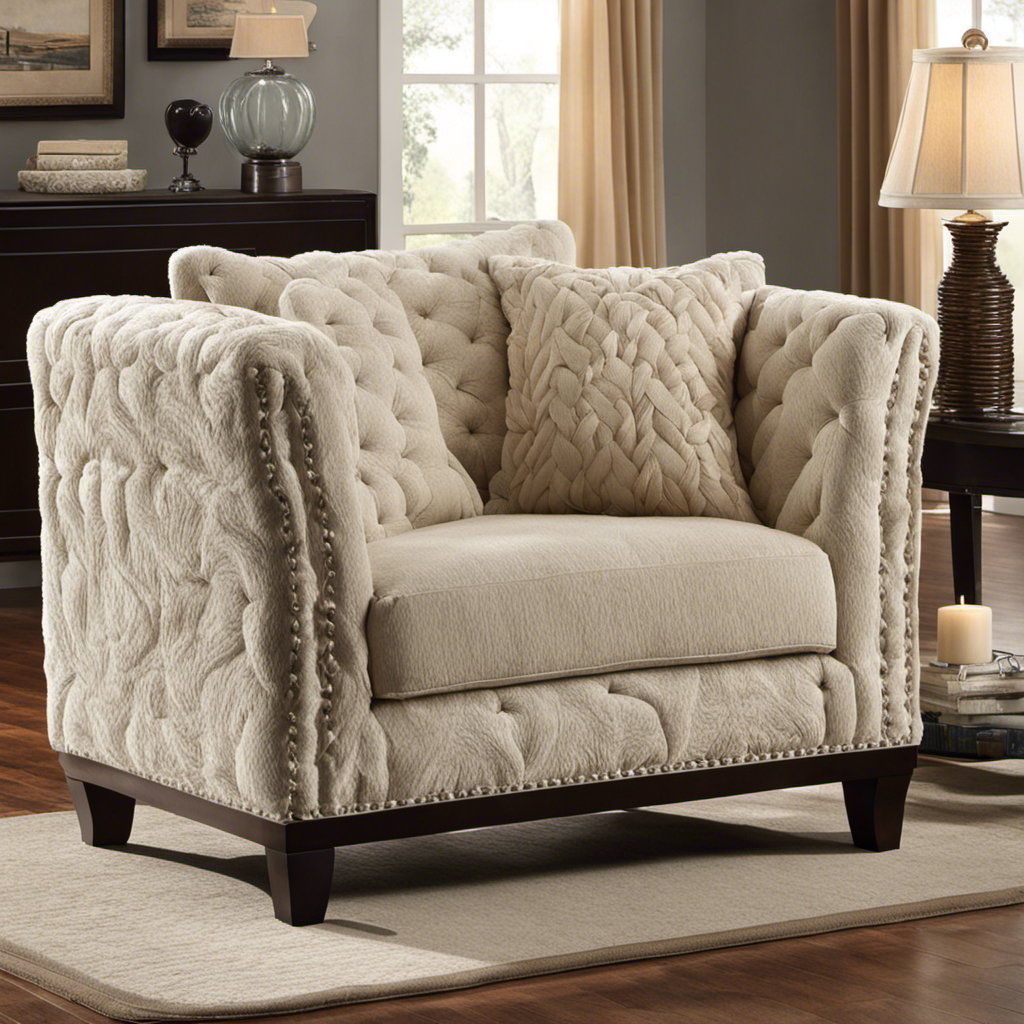 An image that showcases a cozy armchair covered in plush, tightly woven fabric