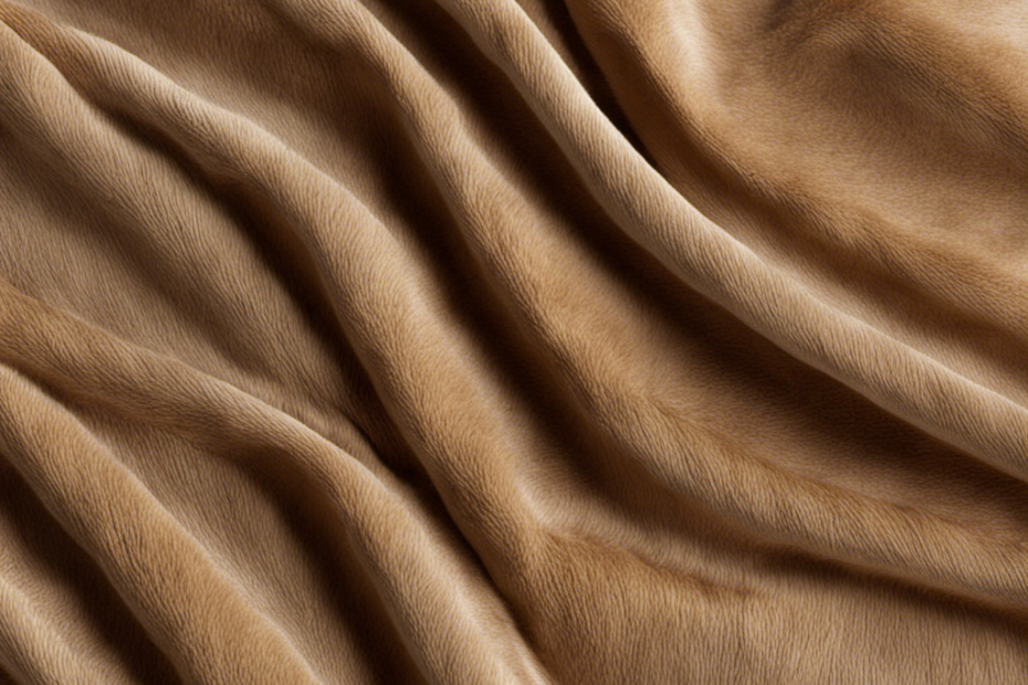 An image showcasing a cozy, plush fiber electric blanket with a unique, tightly woven pattern that effectively repels pet hair