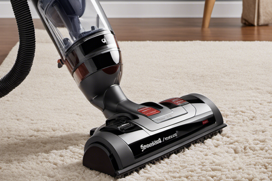 An image showcasing a powerful vacuum cleaner with specialized attachments designed to effortlessly remove pet hair from carpets and upholstery