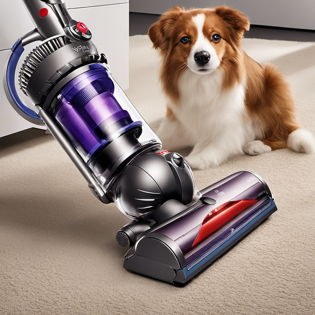An image showcasing a sleek, powerful Dyson vacuum specifically designed for pet hair removal