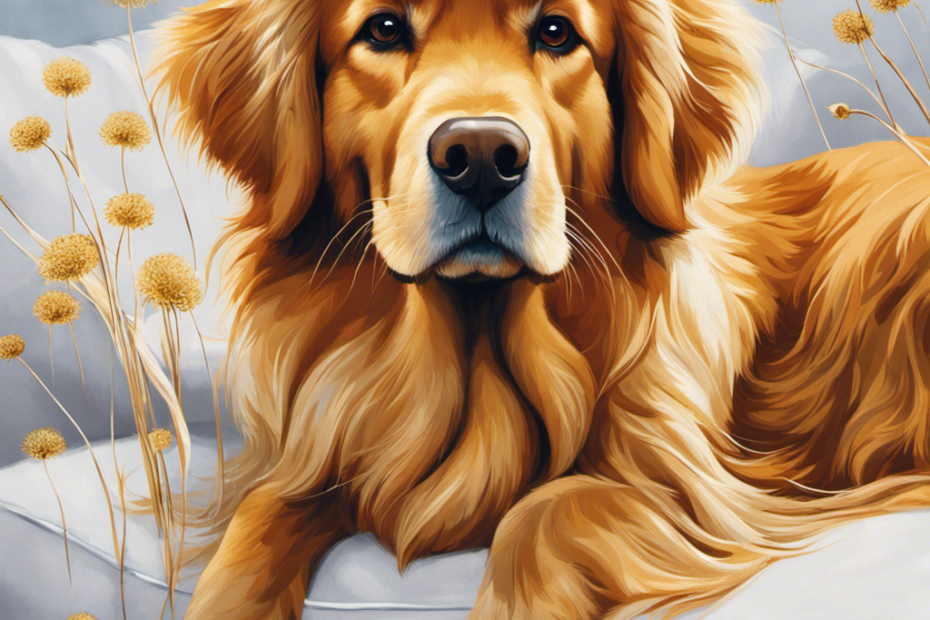 An image showcasing a fluffy, golden retriever-like dog with a sleek, non-shedding coat
