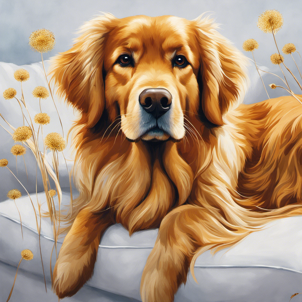 An image showcasing a fluffy, golden retriever-like dog with a sleek, non-shedding coat