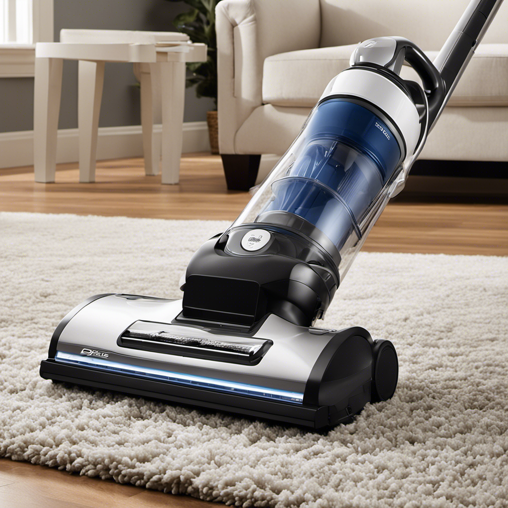 An image featuring a sleek, lightweight vacuum with a powerful suction, specialized pet hair attachment, and a transparent dust bin to showcase the collected fur