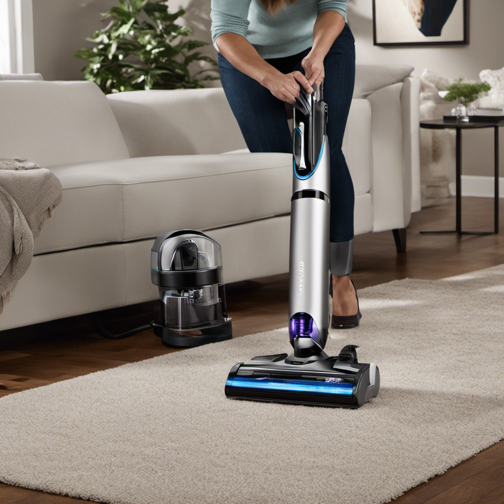 An image showcasing a sleek, powerful cordless vacuum cleaner designed specifically for pet hair