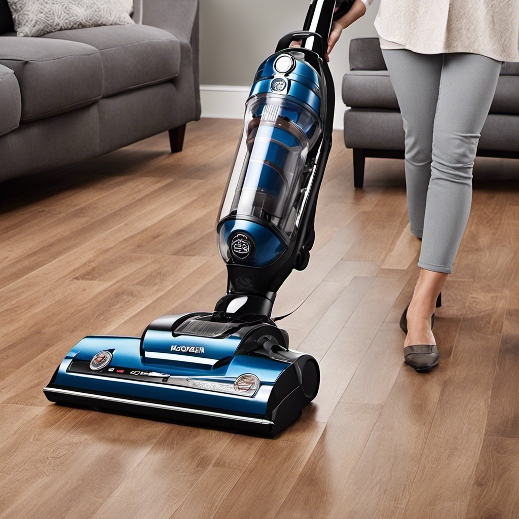 An image showcasing a sleek and powerful Hoover vacuum, specifically designed for tackling pet hair