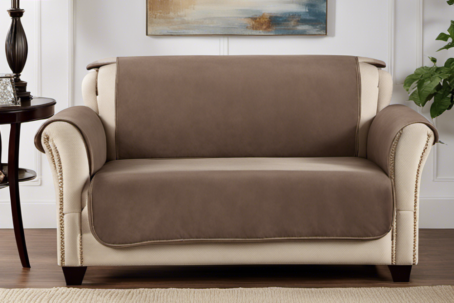 An image showcasing a luxurious sofa covered in a sleek, microfiber fabric that repels pet hair effortlessly