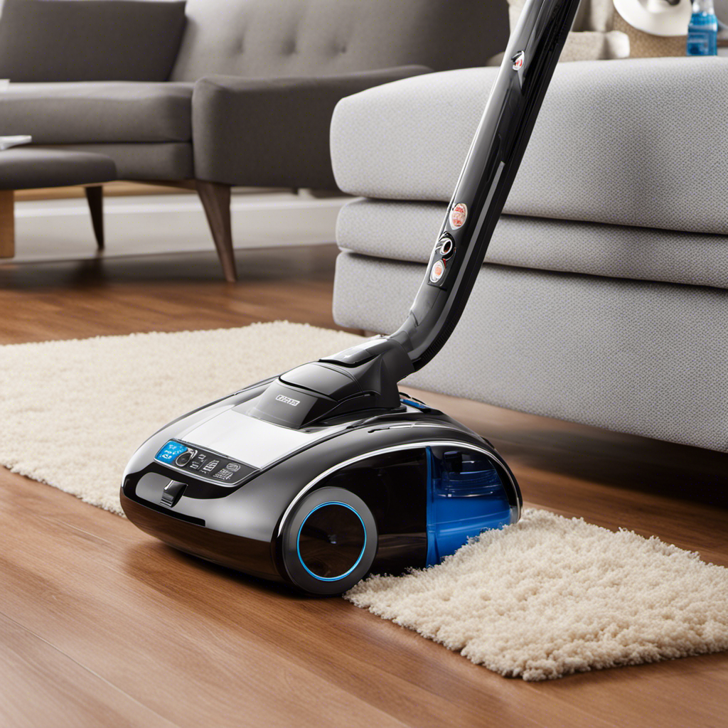 An image showcasing a sleek, high-powered vacuum specifically designed for pet hair removal