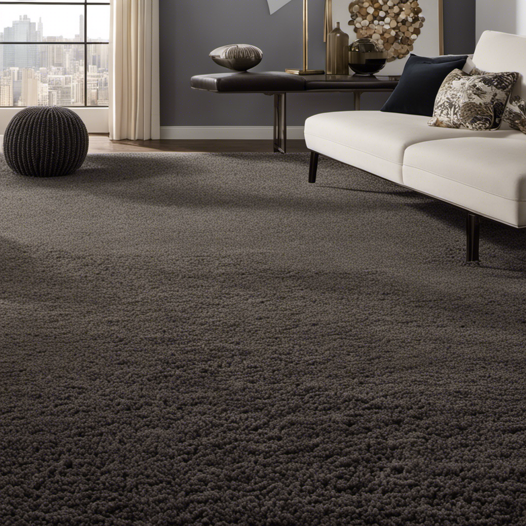 An image showcasing a superbly designed carpet featuring deep, soft fibers, while a powerful vacuum with specialized pet hair attachments effortlessly eradicates every last strand of fur, leaving the carpet immaculately clean