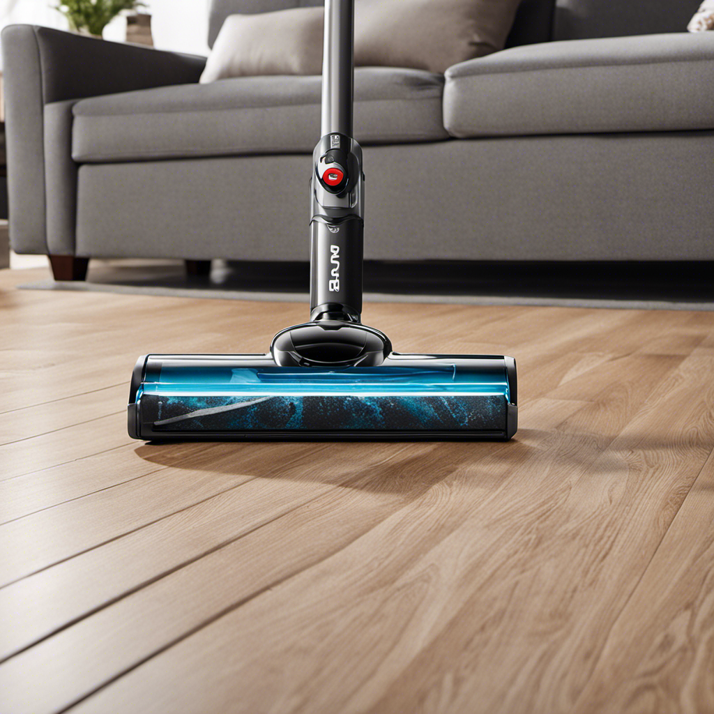 An image showcasing a sleek, shark-themed cordless vacuum effortlessly sucking up pet hair from various surfaces like carpets, couches, and car seats