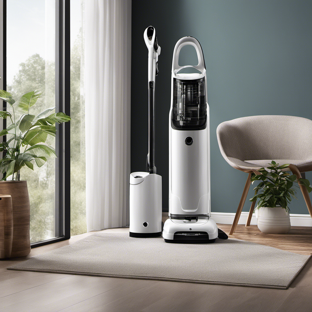 An image showcasing a sleek, modern vacuum cleaner specifically designed for pet hair removal