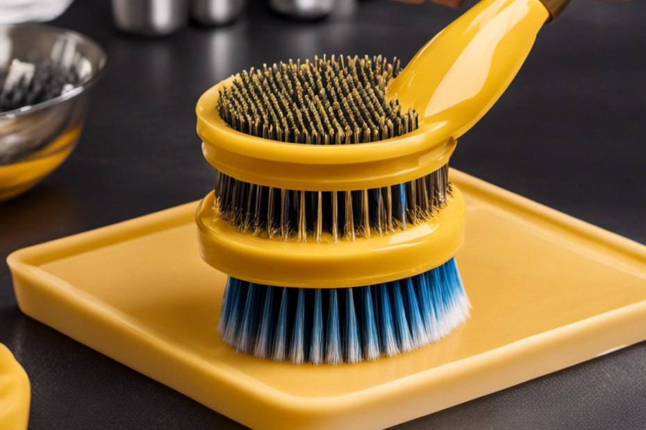 An image showcasing the intricate manufacturing process of a rubber pet hair removal brush
