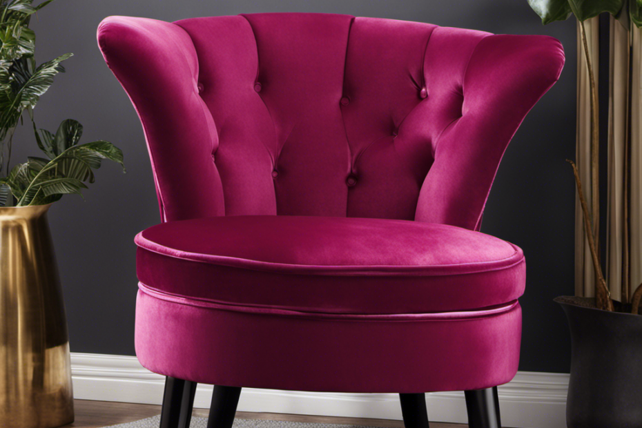 An image showcasing a plush, velvet armchair adorned with resilient, tightly woven fabric in a vibrant color