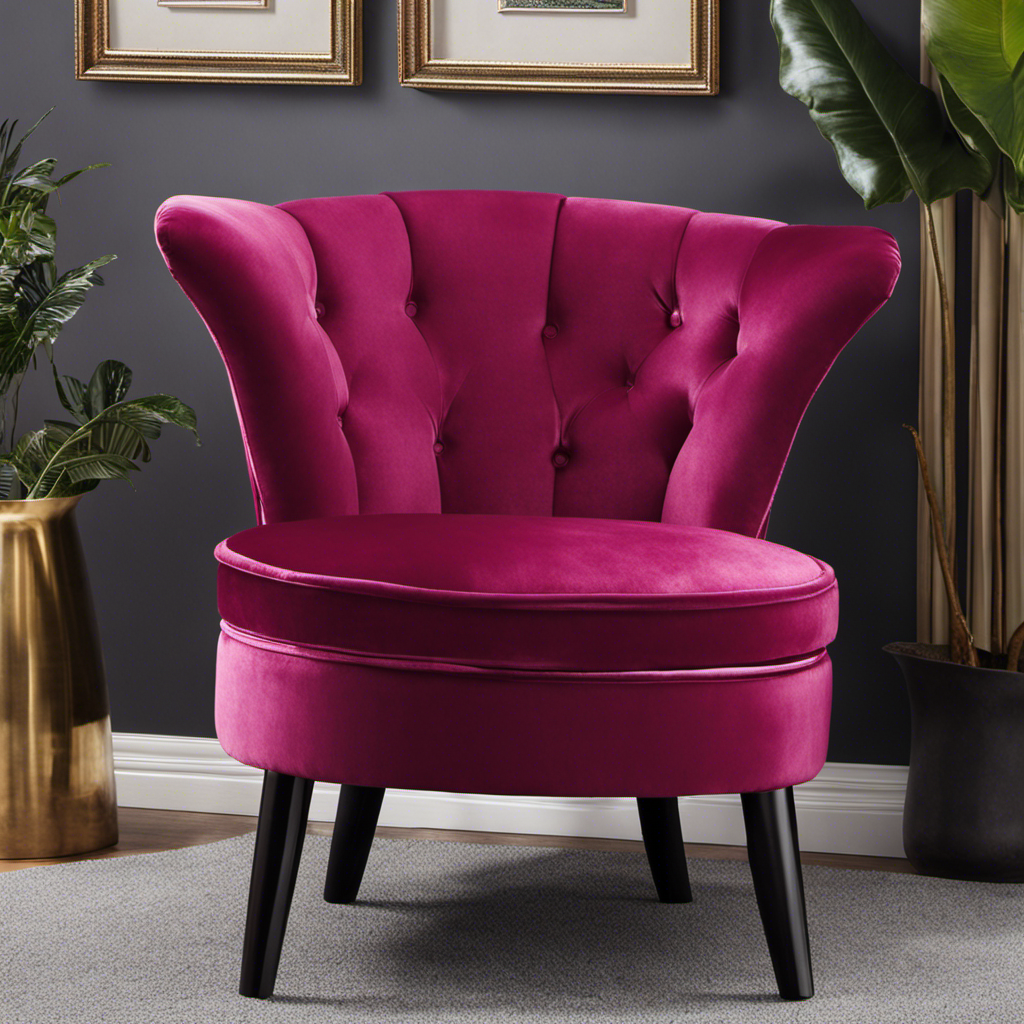 An image showcasing a plush, velvet armchair adorned with resilient, tightly woven fabric in a vibrant color