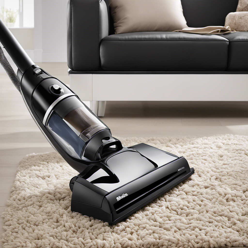 An image showcasing a sleek, powerful Miele vacuum specifically designed for pet hair
