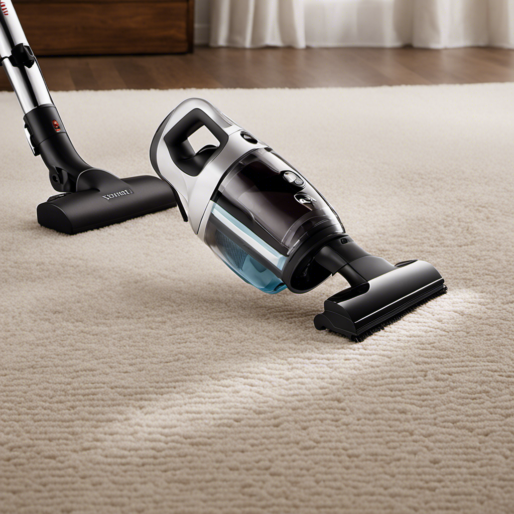 An image showcasing a sleek, handheld vacuum with specialized pet hair attachments