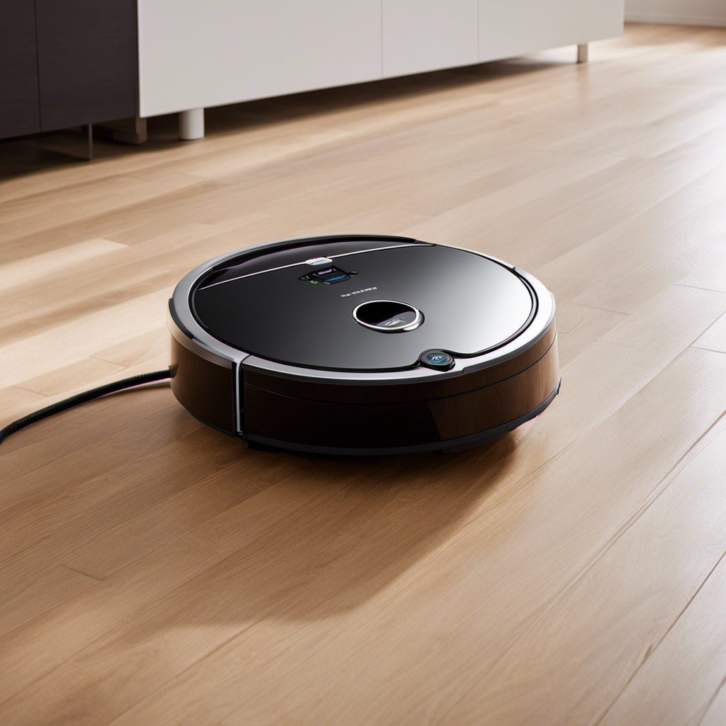 An image depicting a robotic vacuum navigating effortlessly around a living room, capturing every strand of pet hair with precision