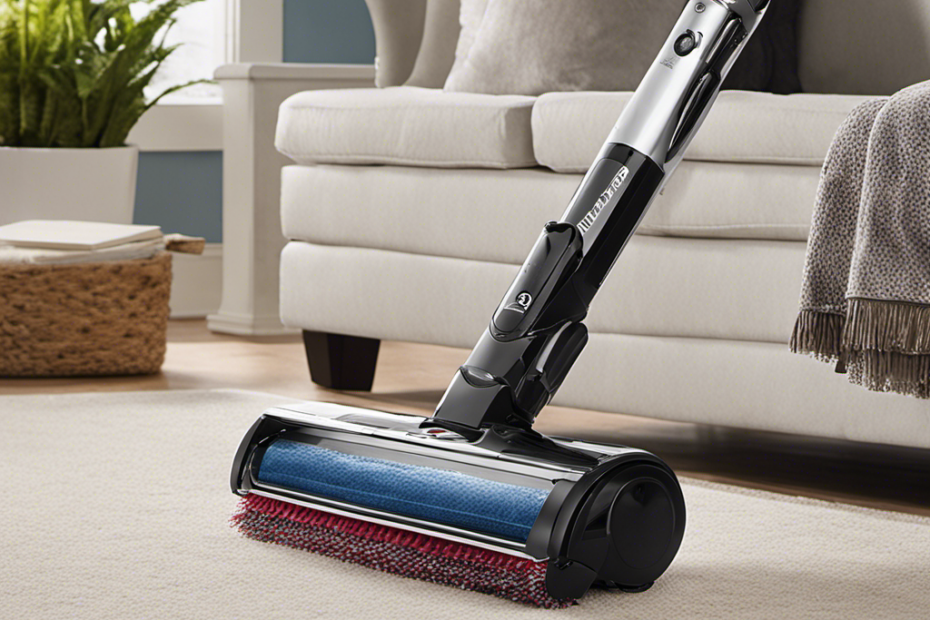 An image showcasing a Shark vacuum with a powerful beater bar equipped with a specialized pet hair roller