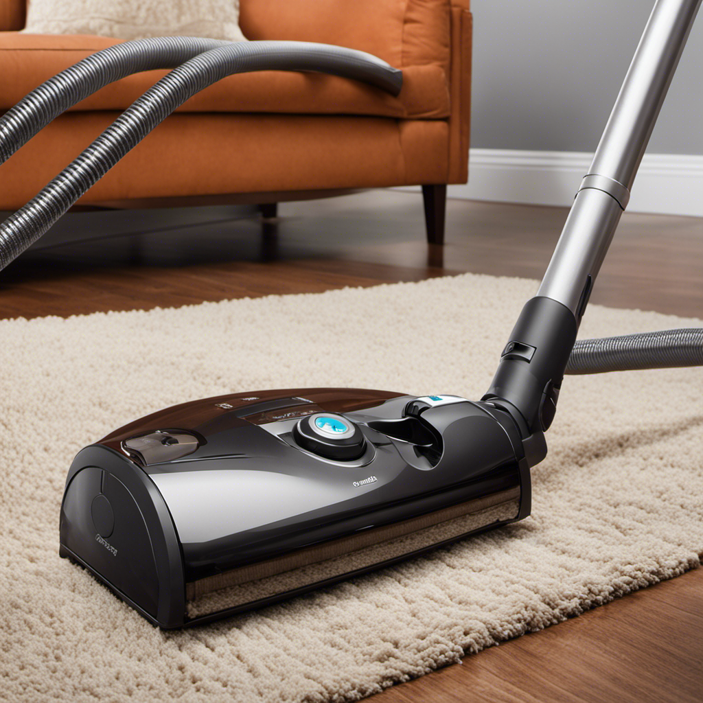 An image showcasing a sleek, high-performance canister vacuum specifically designed for pet hair removal