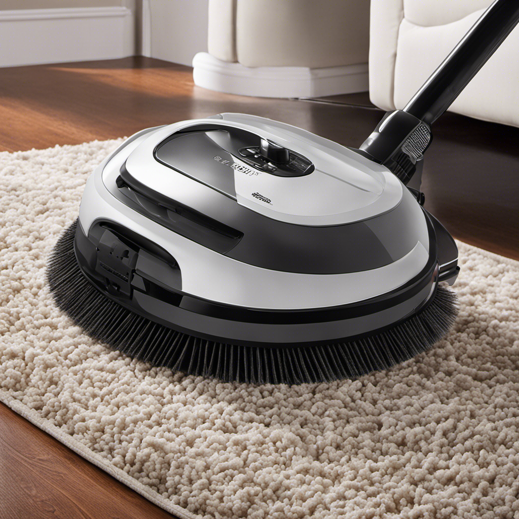 An image showcasing a powerful vacuum cleaner equipped with specialized pet hair attachments
