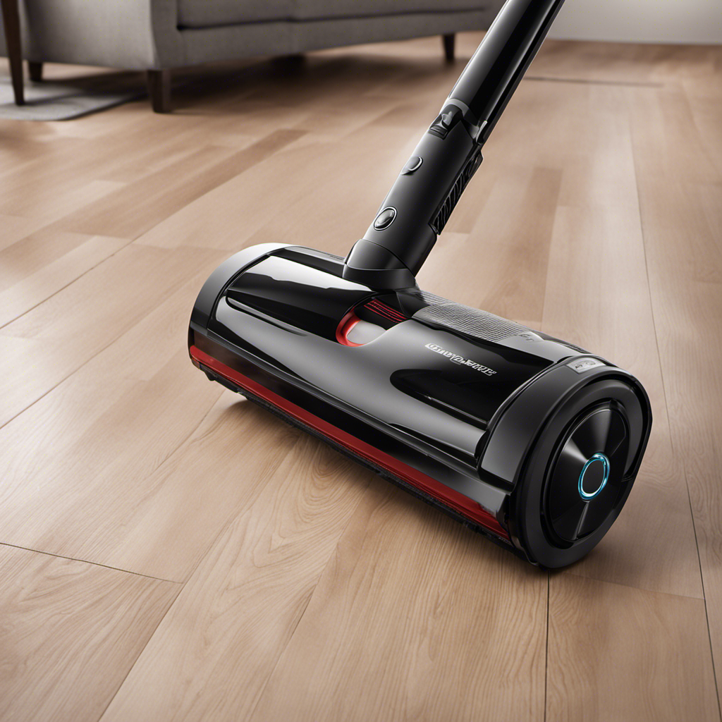An image featuring a sleek vacuum cleaner with an innovative filter design