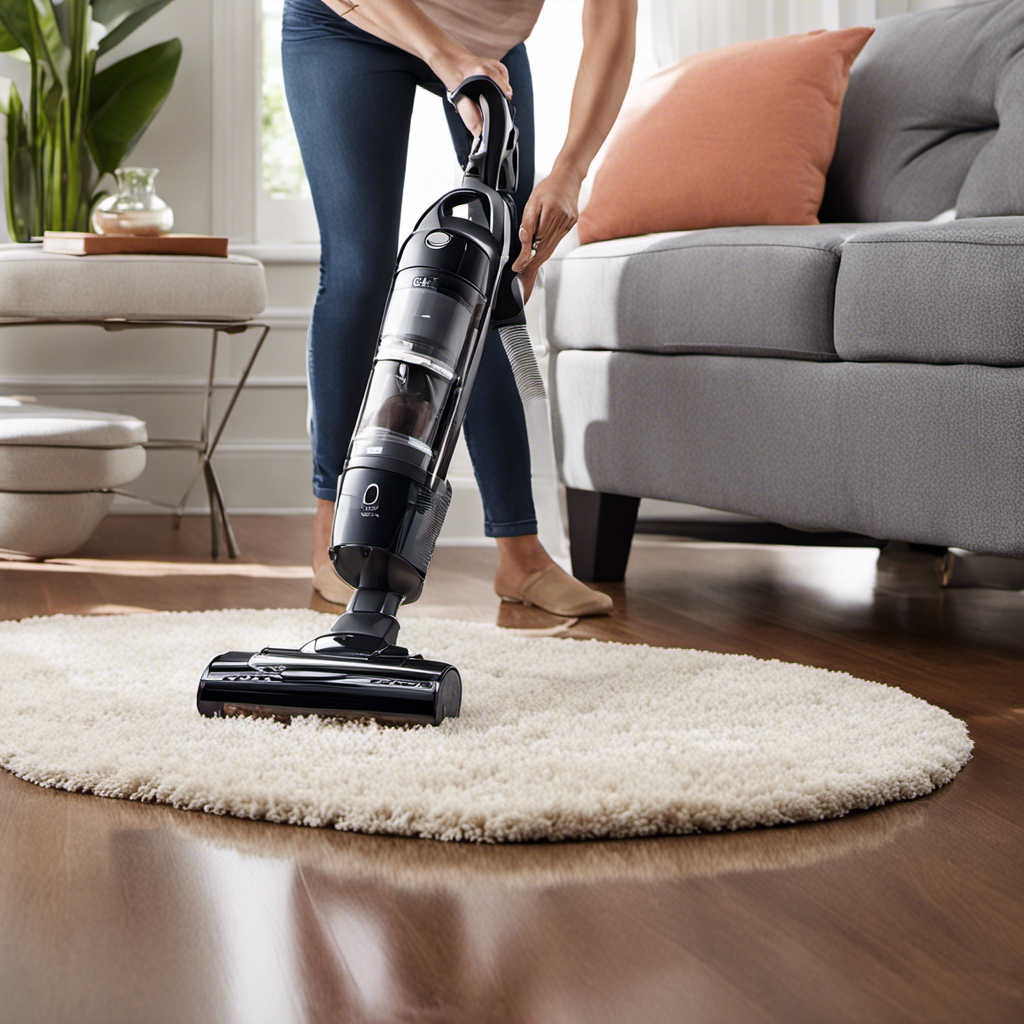 An image showcasing a powerful vacuum cleaner with specialized pet hair attachments, effortlessly removing every strand of pet hair from carpets and upholstery