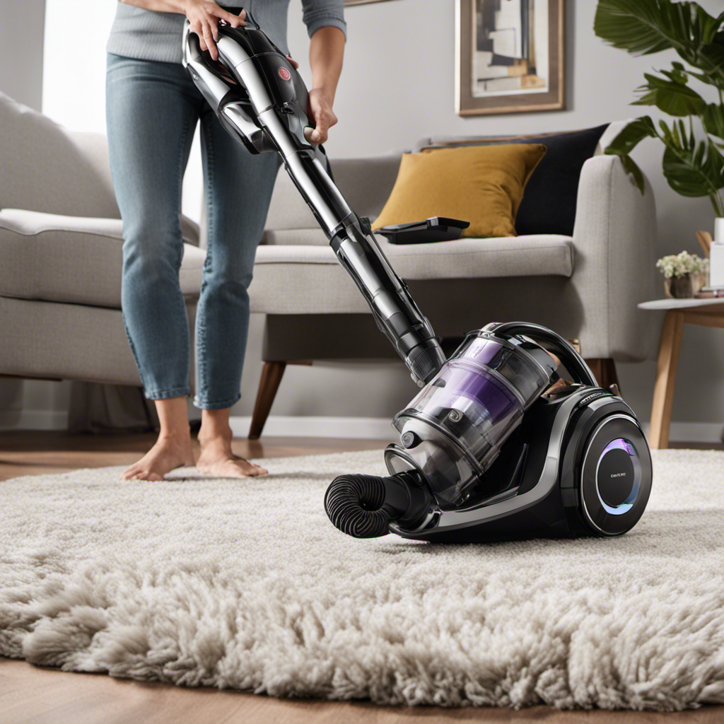 An image showcasing a vacuum cleaner equipped with a powerful suction mechanism, designed with specialized pet hair attachments