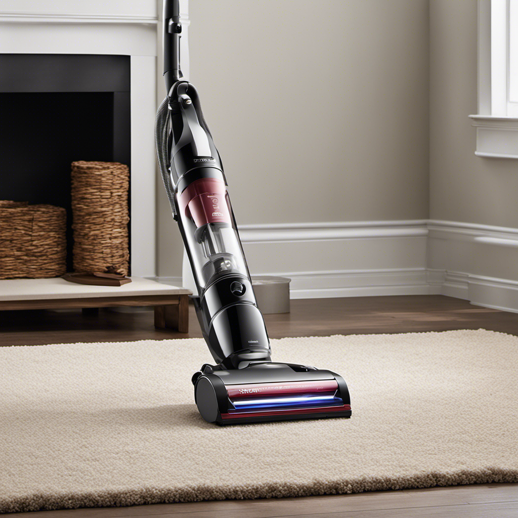 An image that showcases a sleek, modern vacuum cleaner specifically designed for pet hair removal
