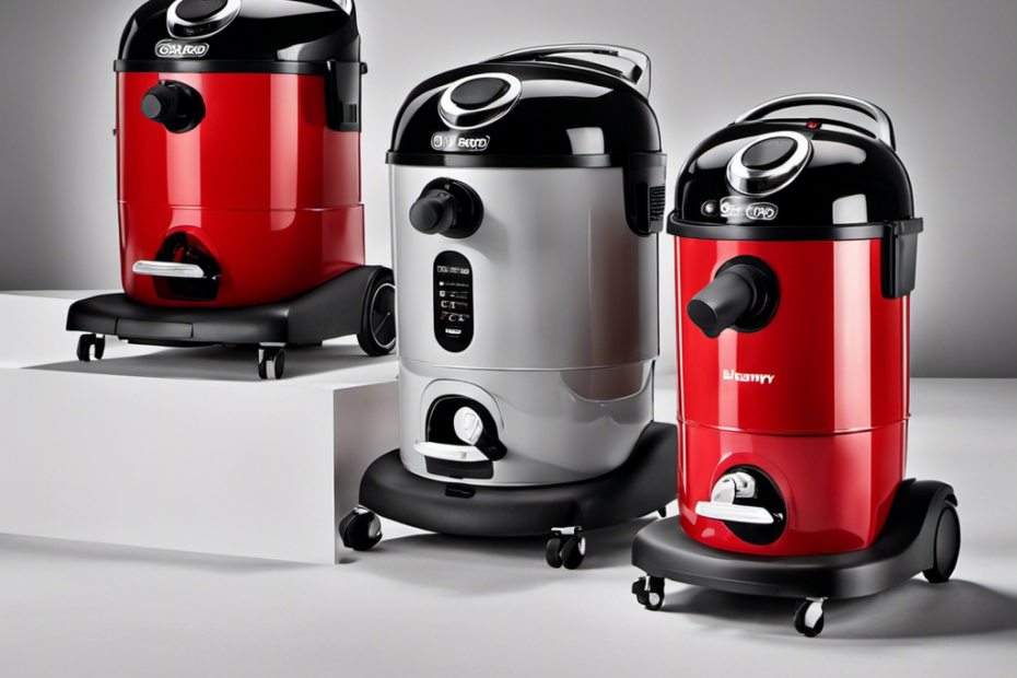 An image showcasing three Henry Hoover models side by side, each with a transparent dustbin displaying pet hair inside
