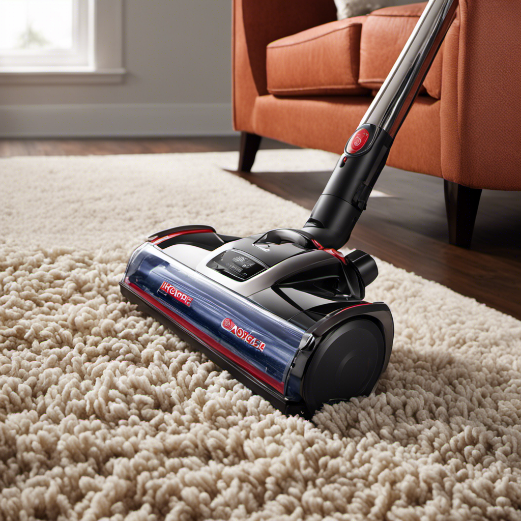 An image showcasing a sleek, powerful Hoover vacuum with specialized pet hair attachments