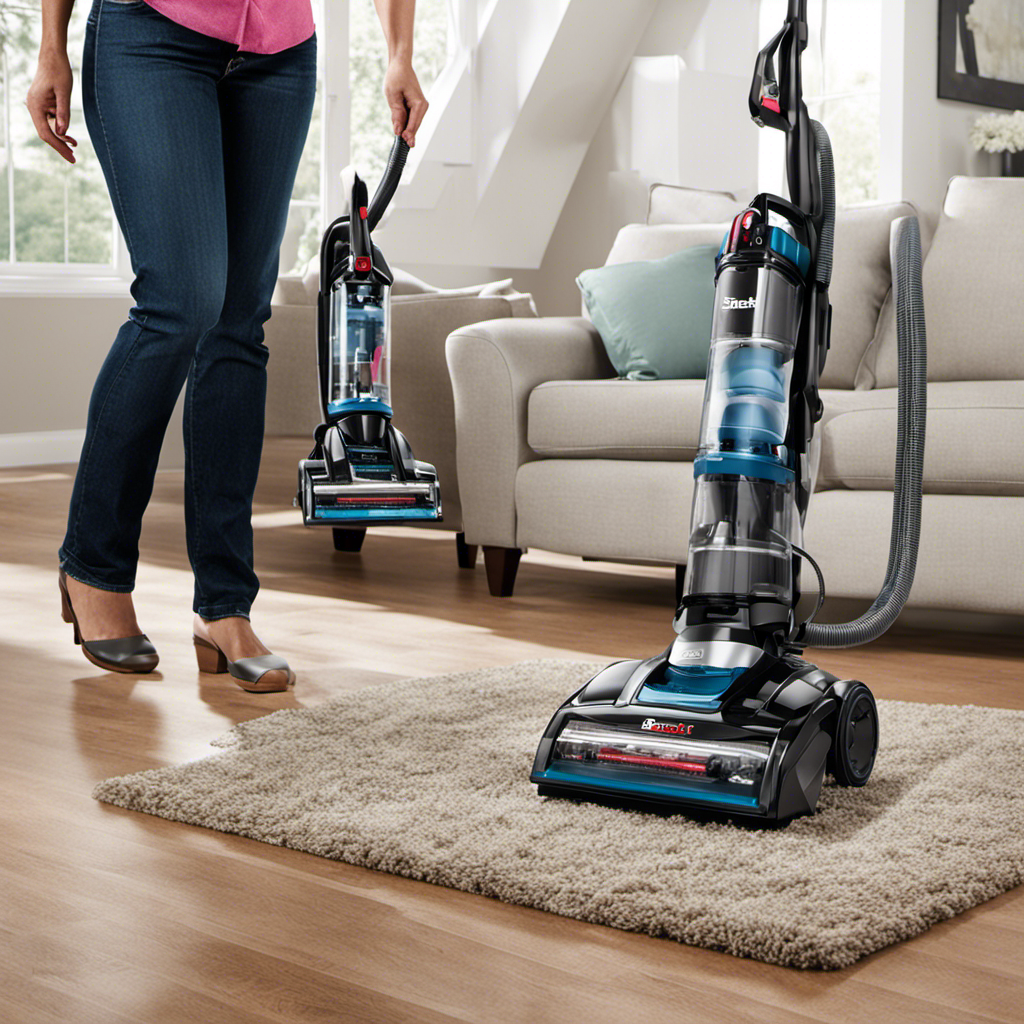An image showcasing a side-by-side comparison of the Shark Duo and Bissell vacuum cleaners