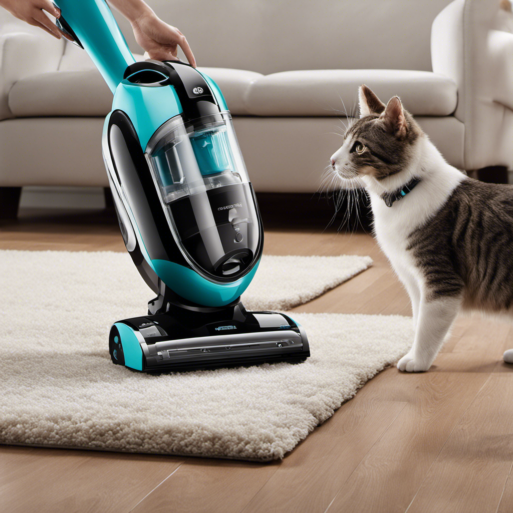 An image featuring a sleek, powerful vacuum cleaner specially designed for pet hair removal