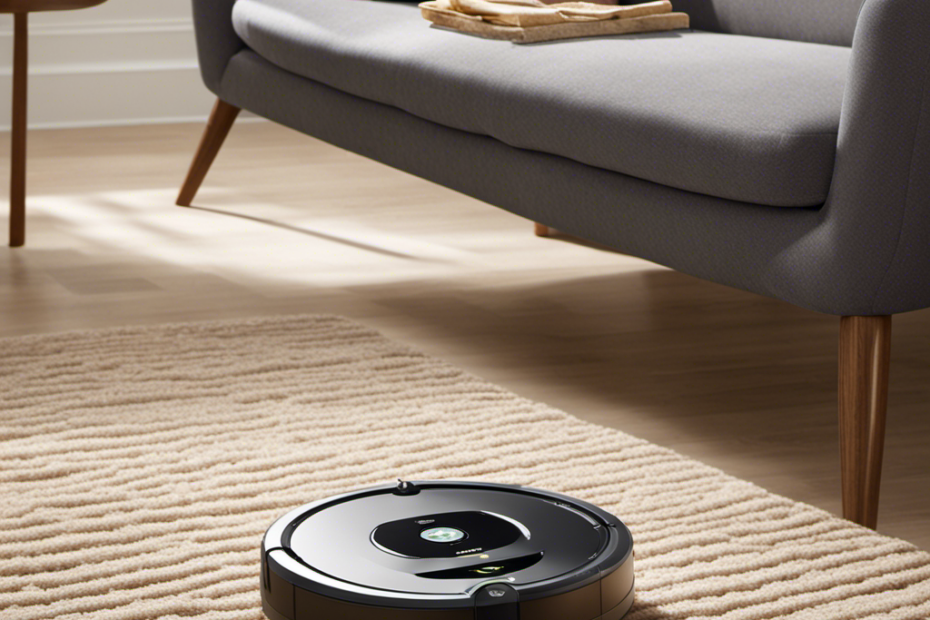 An image showcasing a Roomba robot vacuum effortlessly removing pet hair from various surfaces