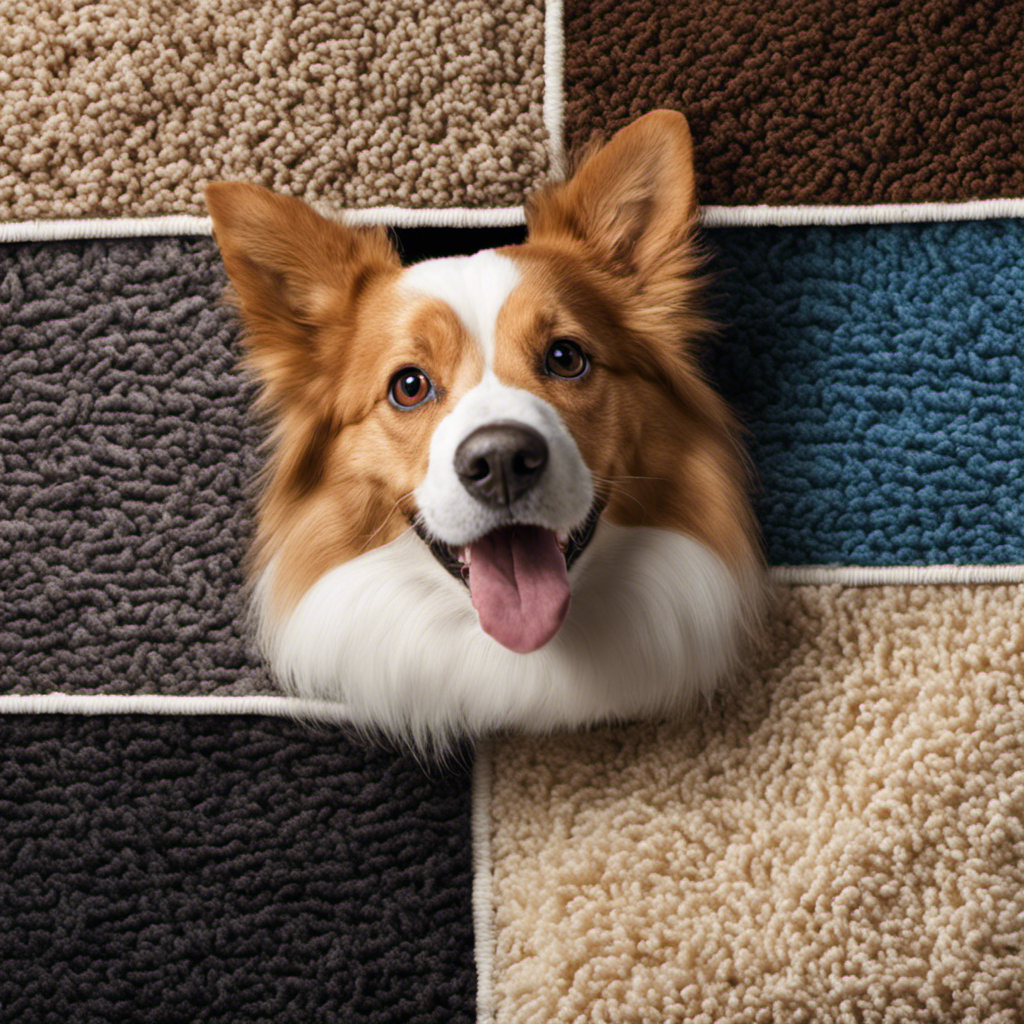 An image showcasing a variety of dog and cat hair tangled within carpet fibers, while a Shark vacuum with specially designed pet hair attachments powerfully removes the hair, leaving the carpet pristine and hair-free